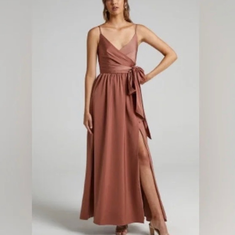 Showpo Revolve Around Me Wrap Dress in Dusty Rose Mauve